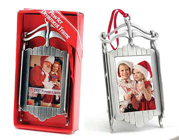 Pewter Sled Ornament Picture Frame